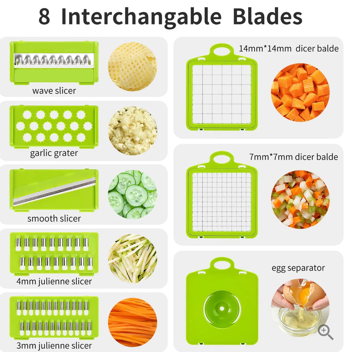 14 PCS Multifunctional Vegetable Cutter Food Cutter Potato Cutter, Egg Separator Slicer