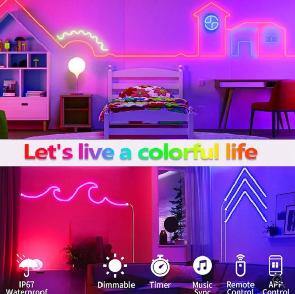 LED Strip Lights Neon Rope Light with Music Sync RGBIC 5M