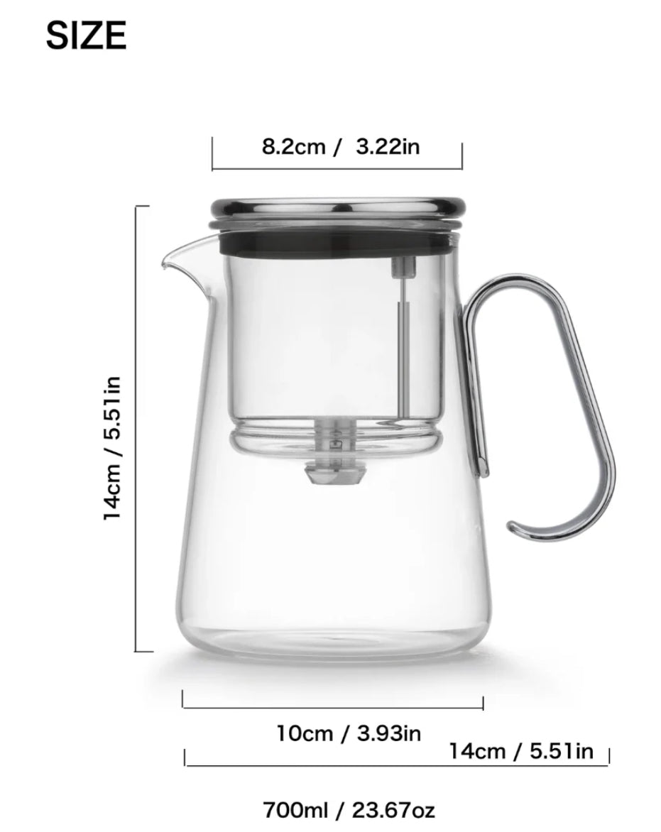 Luxury Large Glass Tea cup pot with One-Click Filter