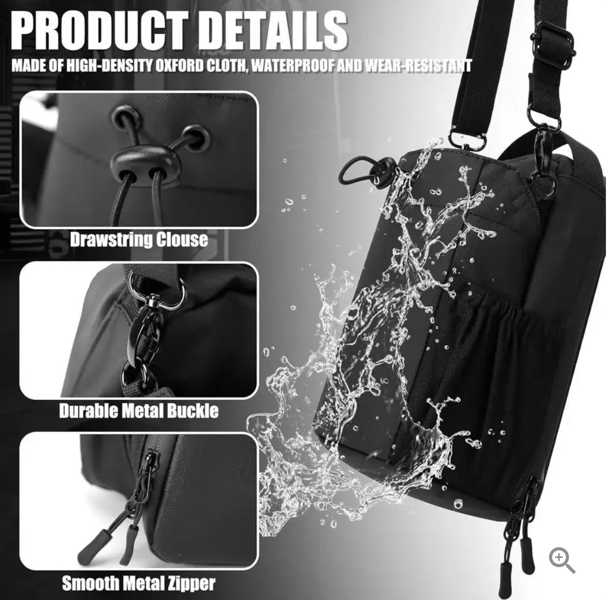 Magnetic Gym Bag With Water Bottle Holder