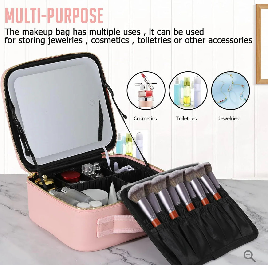 Adjustable Light Make up Bag with Mirror LED Light