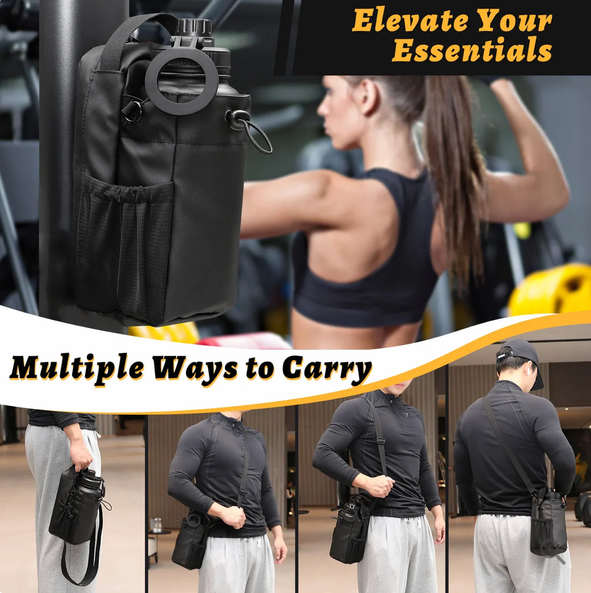 Magnetic Gym Bag With Water Bottle Holder