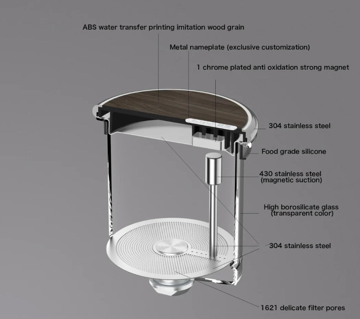Luxury Large Glass Tea cup pot with One-Click Filter
