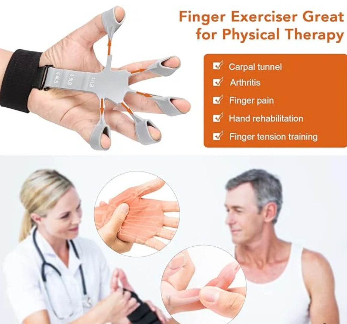Hand Grip Strengthener - Adjustable Finger Exerciser and Finger Stretcher
