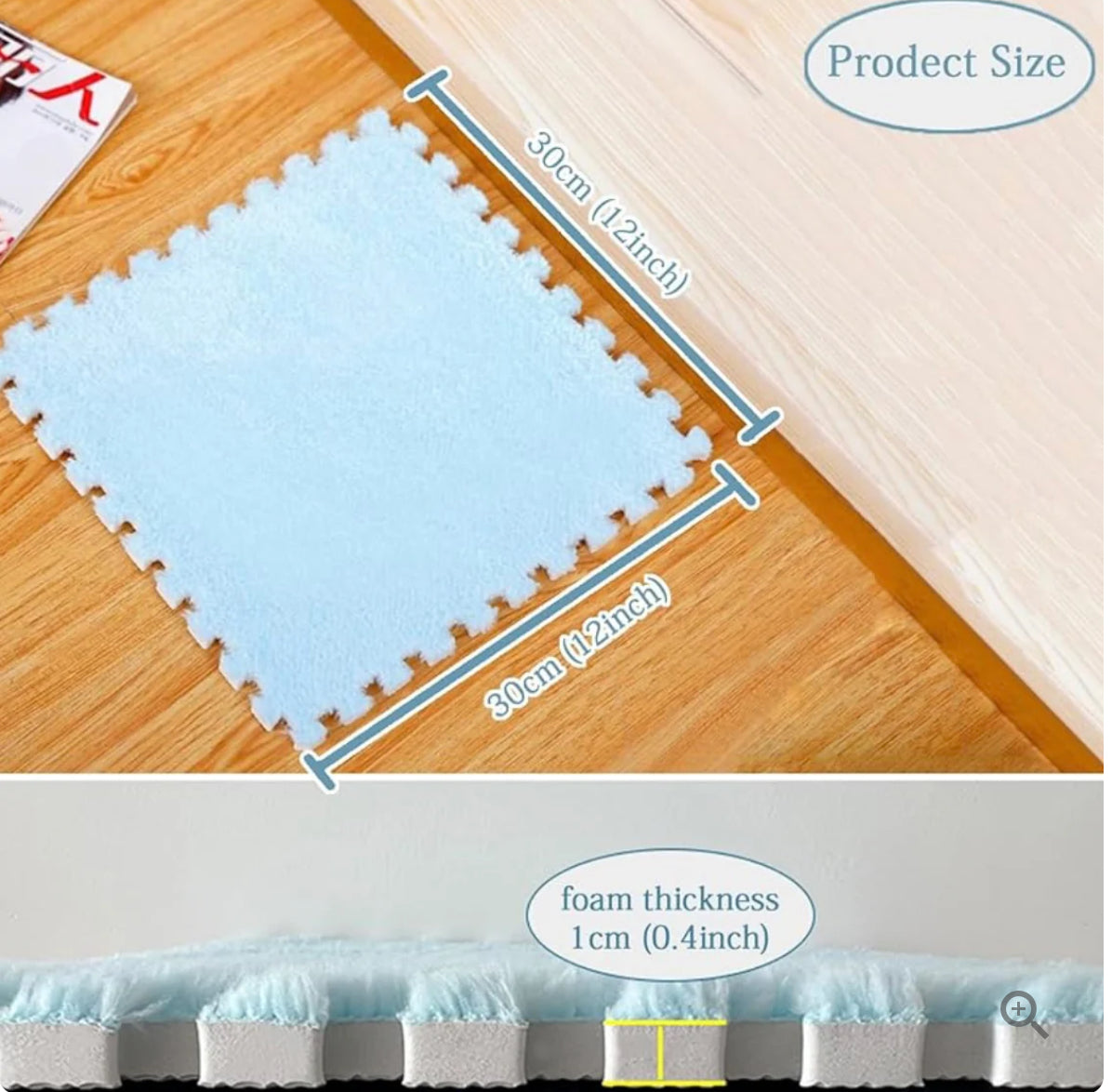 Foam Puzzle Square Floor Mat Plush