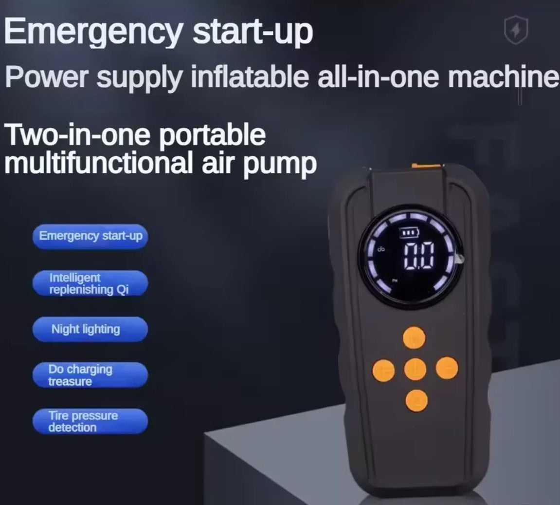 Smart Car Jump Starter and Air Compressor 150PSI Booster Charger 1000A Starting Light Car Air Pump Device with LED Light