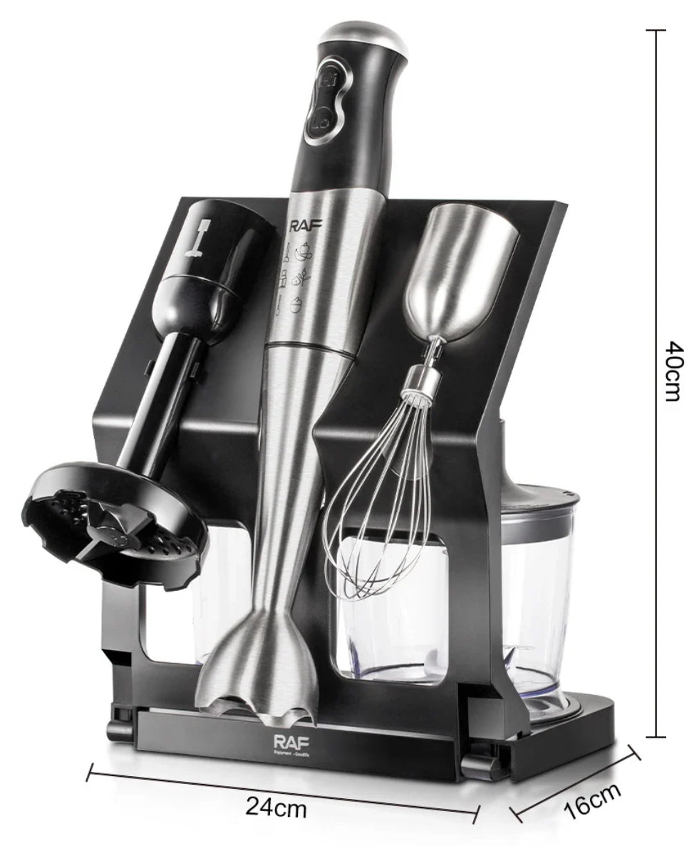 RAF 5 in 1 Stick Blender Set Vegetable Chopper Whisk Food Processor Immersion Hand Blender With Station