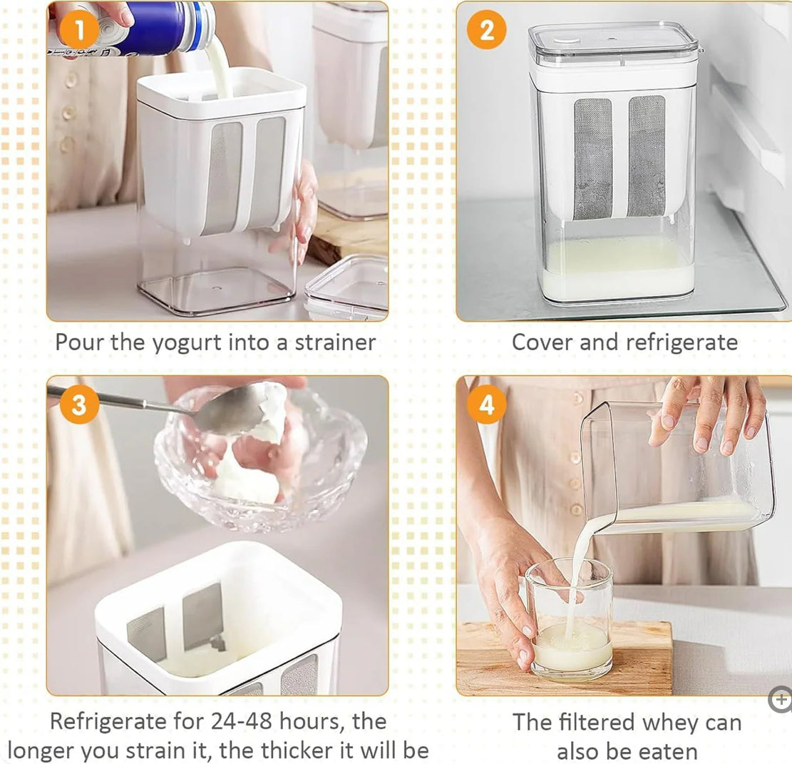 Greek Yogurt Strainer 1100ml – Multi-Purpose Yogurt Maker