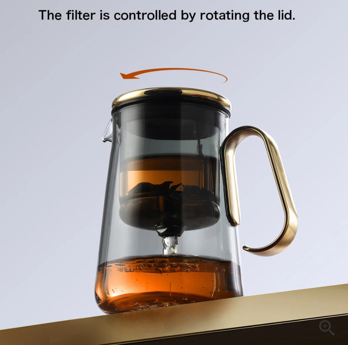 Luxury Large Glass Tea cup pot with One-Click Filter