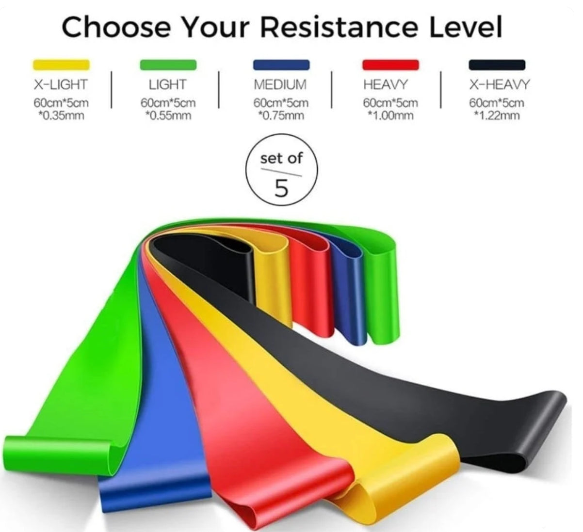 Rubber Elastic Band 5 DIFFERENT RESISTANCE LEVELS