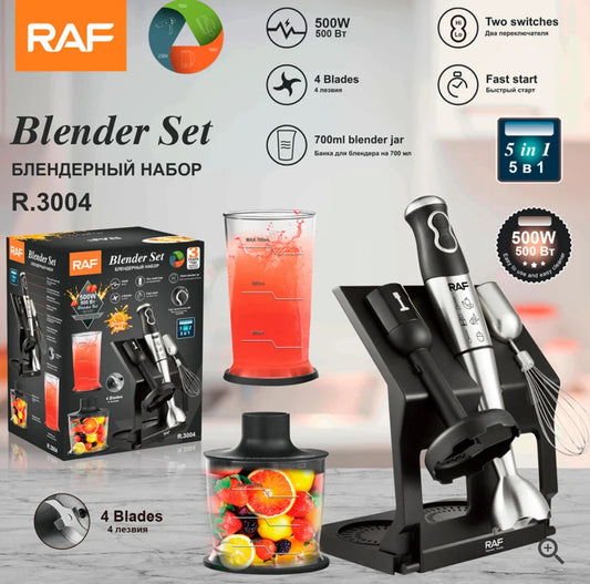 RAF 5 in 1 Stick Blender Set Vegetable Chopper Whisk Food Processor Immersion Hand Blender With Station