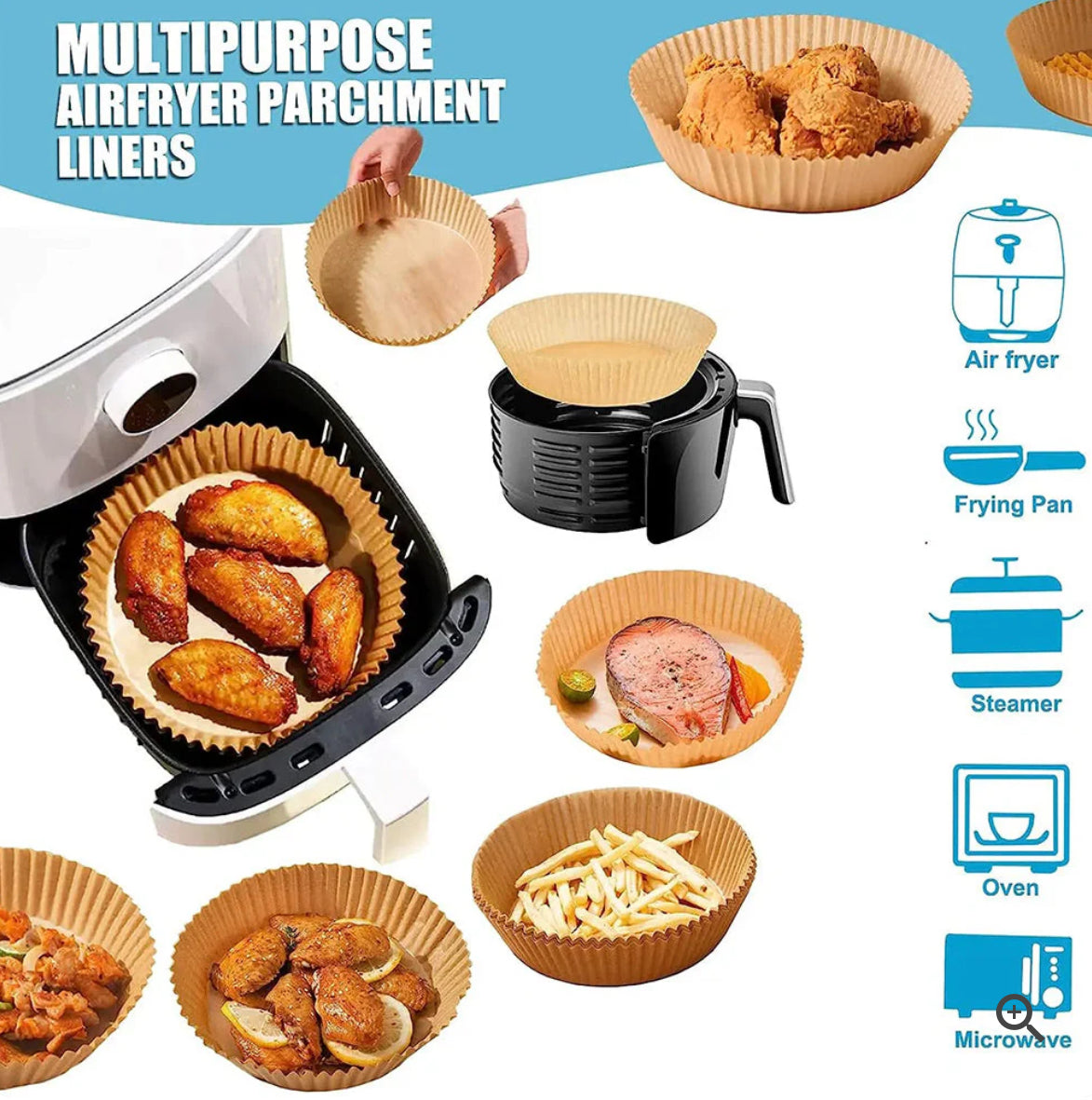 Air Fryer Liners Disposable Paper 50 Pcs