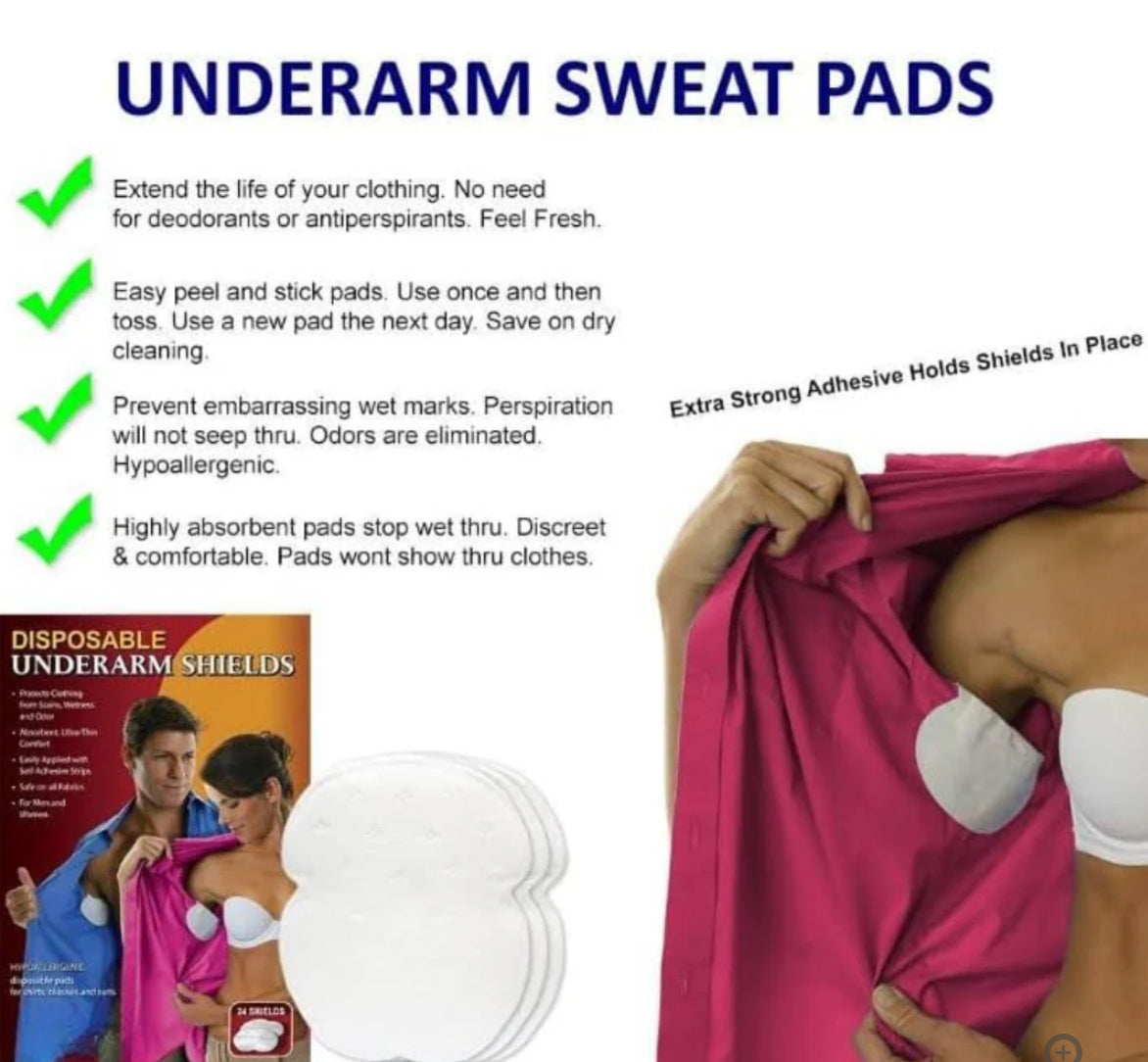 Disposable Underarm Sweat Pads, Odor-Blocking Protection