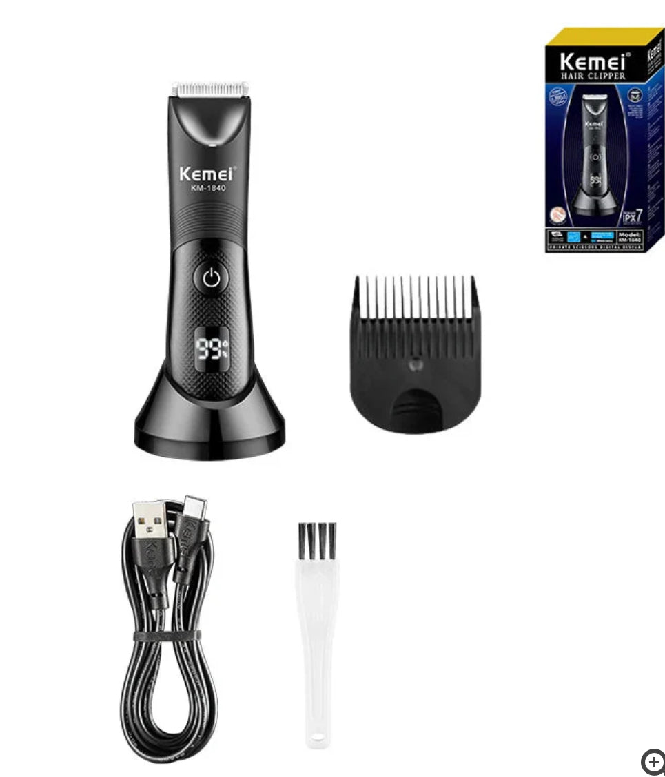 Waterproof Body Groomer With Skin Friendly Blades Kemei Hair Trimmer KM-1840