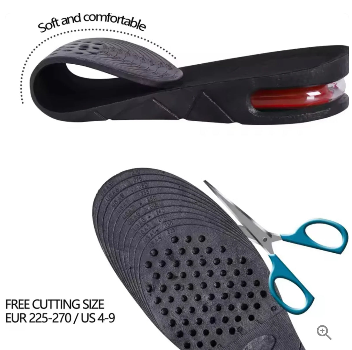 Foot Height Increase Insole With Air Cushion Adjustable Shoe