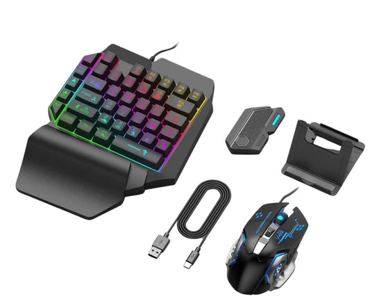 OEM 4-IN-1 Mobile Gaming Combo: Keyboard, Mouse, Converter, Stand