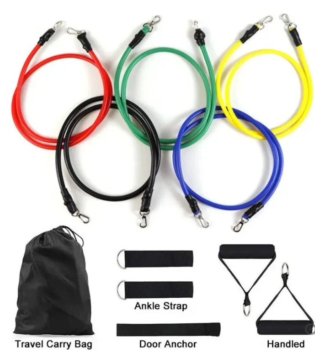 11Pcs Resistance Bands Set Elastic Tube Bands Door Anchor Ankle Straps Cushioned Handles with Carry Bags for Home Gym