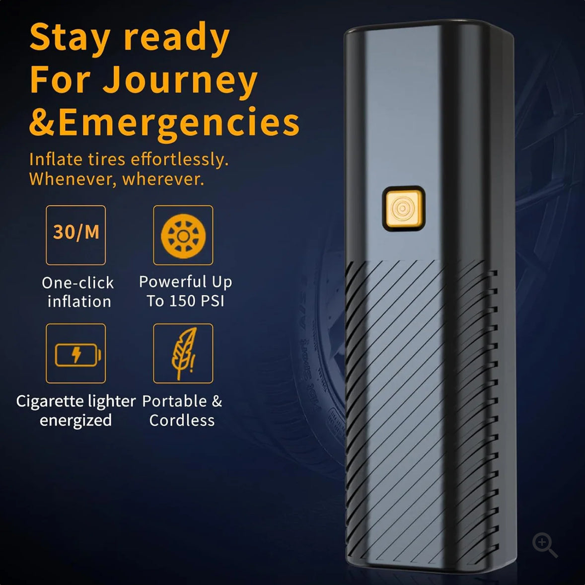 Tire Inflator Portable Air Compressor - Air Pump for Car Tires with Tire Pressure Gauge