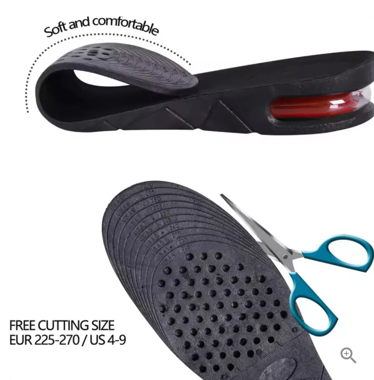 Foot Height Increase Insole With Air Cushion Adjustable Shoe