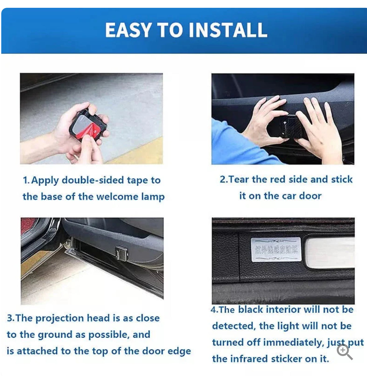 2PCS Car Door Logo Light Projector For All Car With Sensor