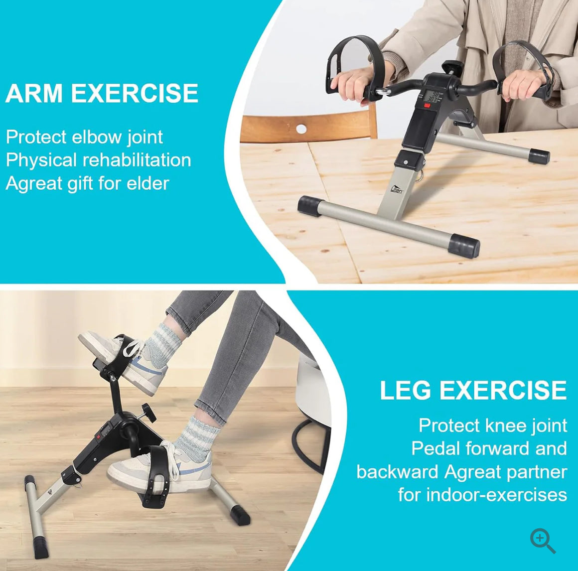 Sport Foldable Pedal Exerciser, Stationary Under Desk Exercise Equipment Arm/Leg/Foot Peddler Exercise