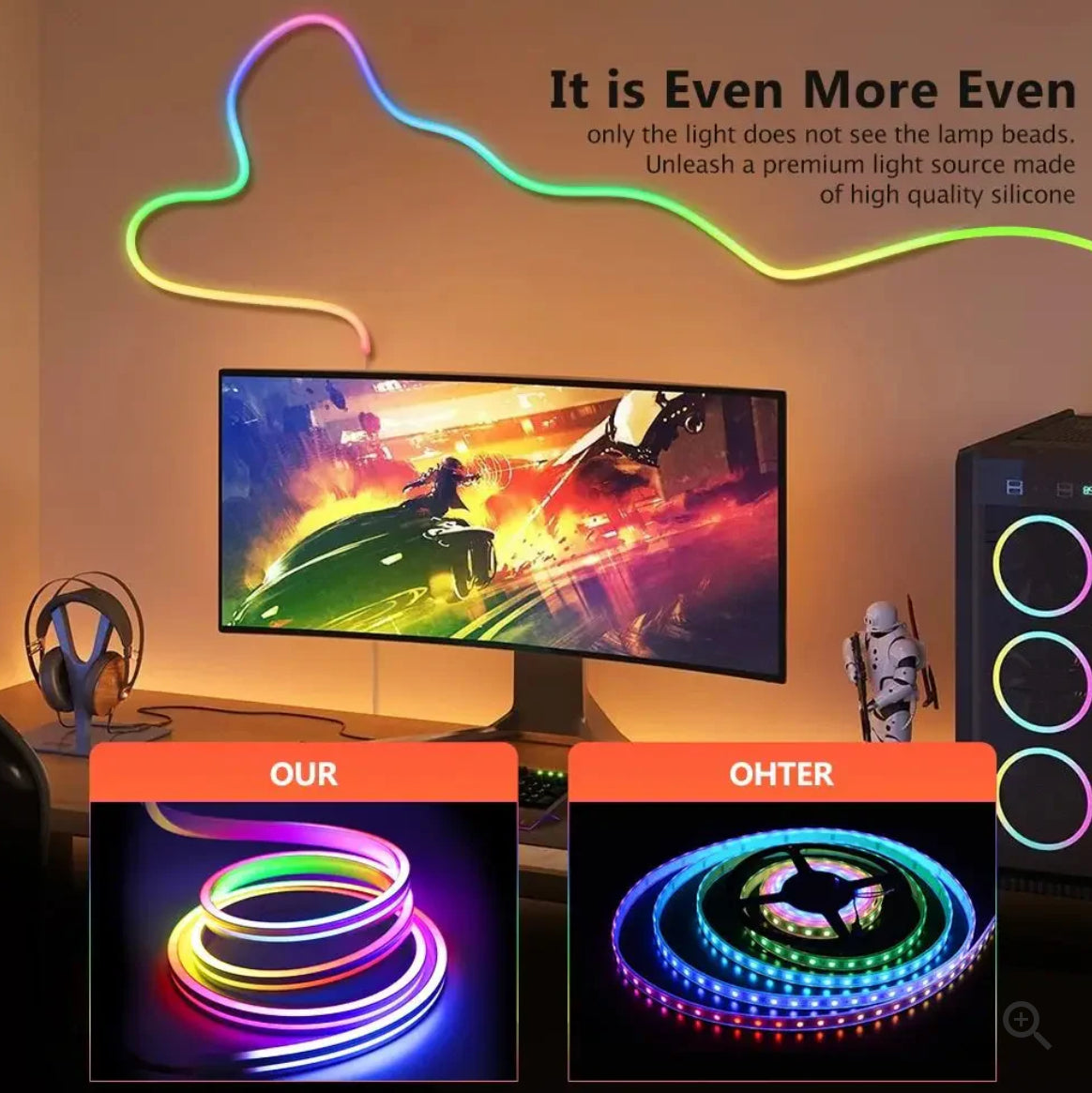 LED Strip Lights Neon Rope Light with Music Sync RGBIC 5M