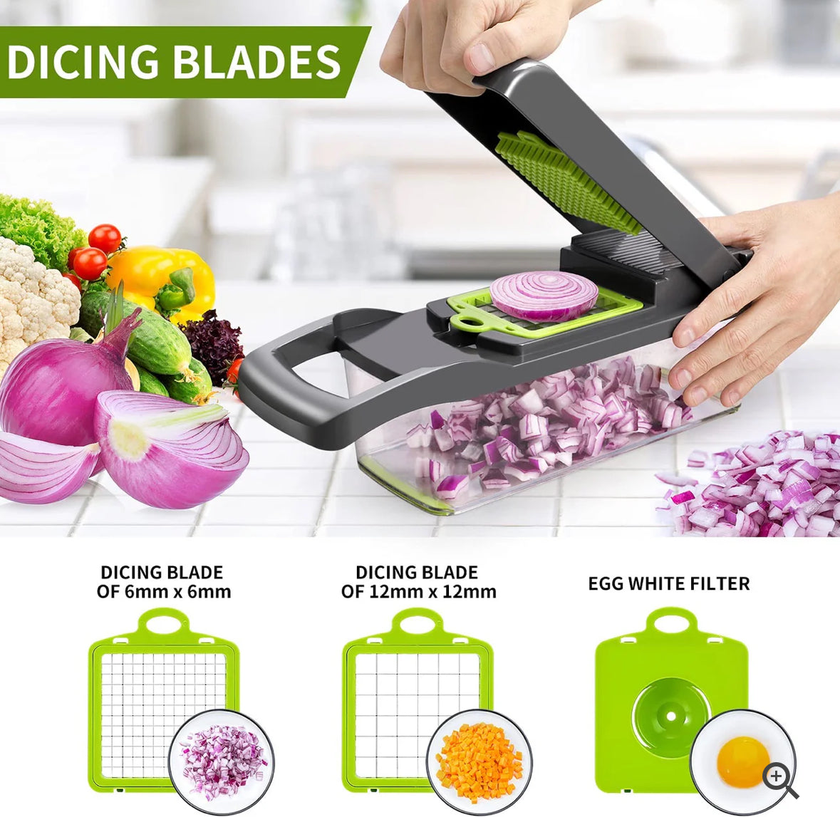 14 PCS Multifunctional Vegetable Cutter Food Cutter Potato Cutter, Egg Separator Slicer