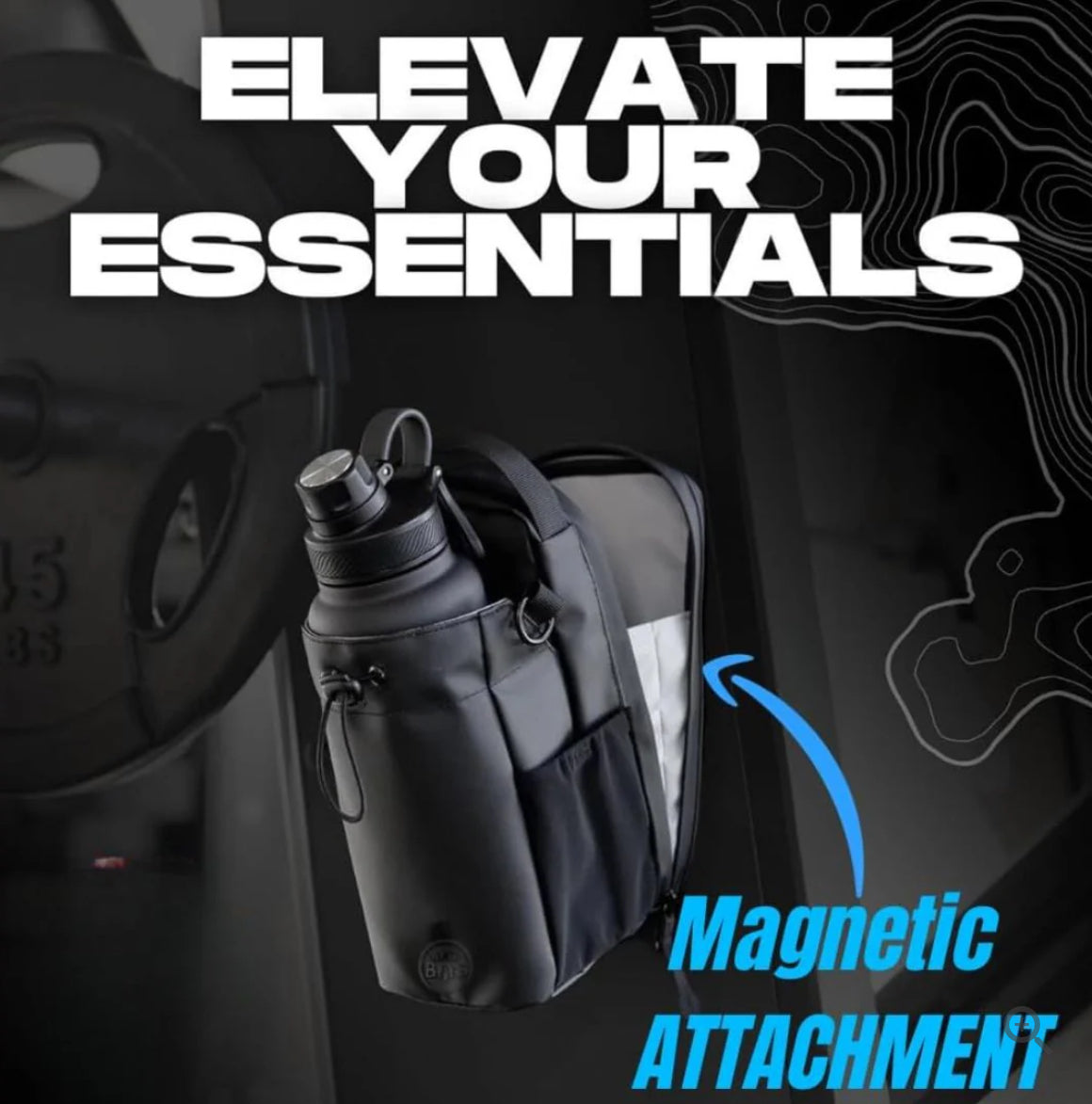 Magnetic Gym Bag With Water Bottle Holder