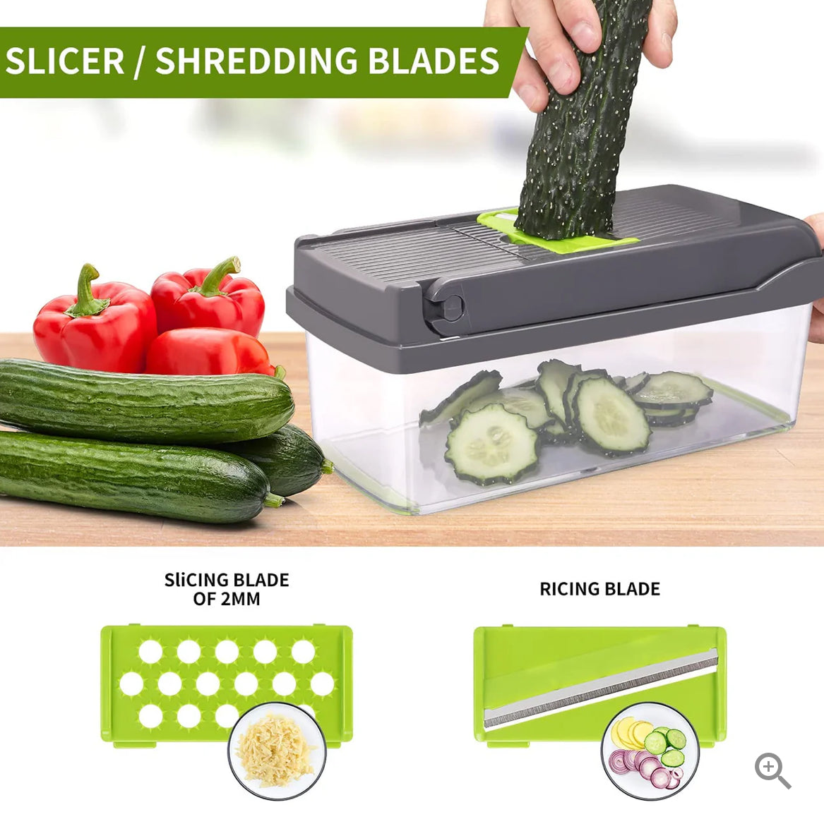 14 PCS Multifunctional Vegetable Cutter Food Cutter Potato Cutter, Egg Separator Slicer