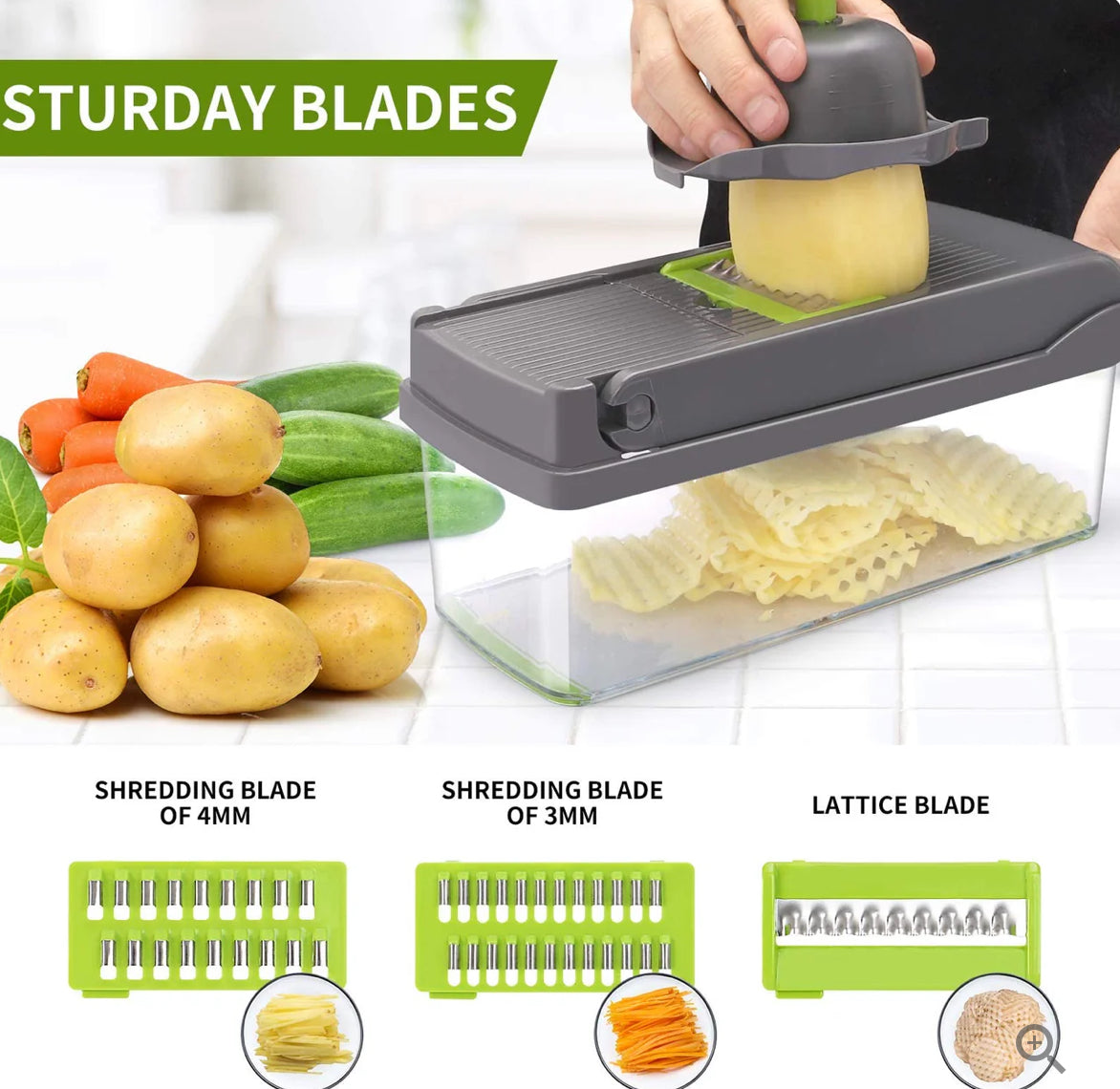 14 PCS Multifunctional Vegetable Cutter Food Cutter Potato Cutter, Egg Separator Slicer