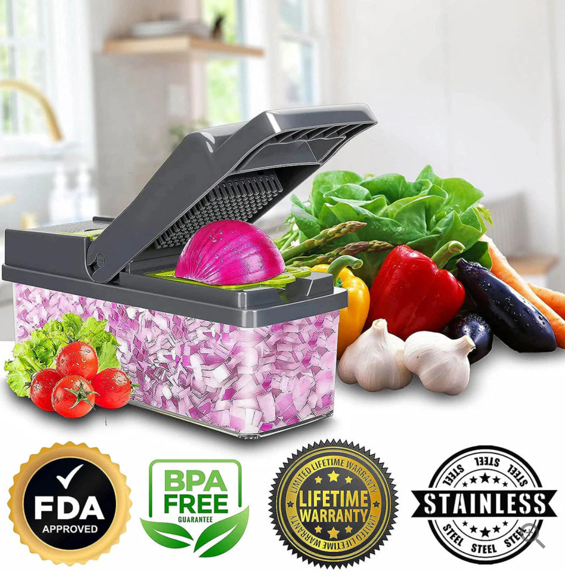 14 PCS Multifunctional Vegetable Cutter Food Cutter Potato Cutter, Egg Separator Slicer