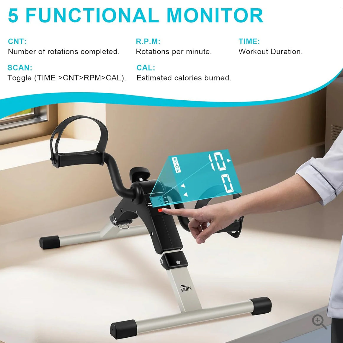 Sport Foldable Pedal Exerciser, Stationary Under Desk Exercise Equipment Arm/Leg/Foot Peddler Exercise