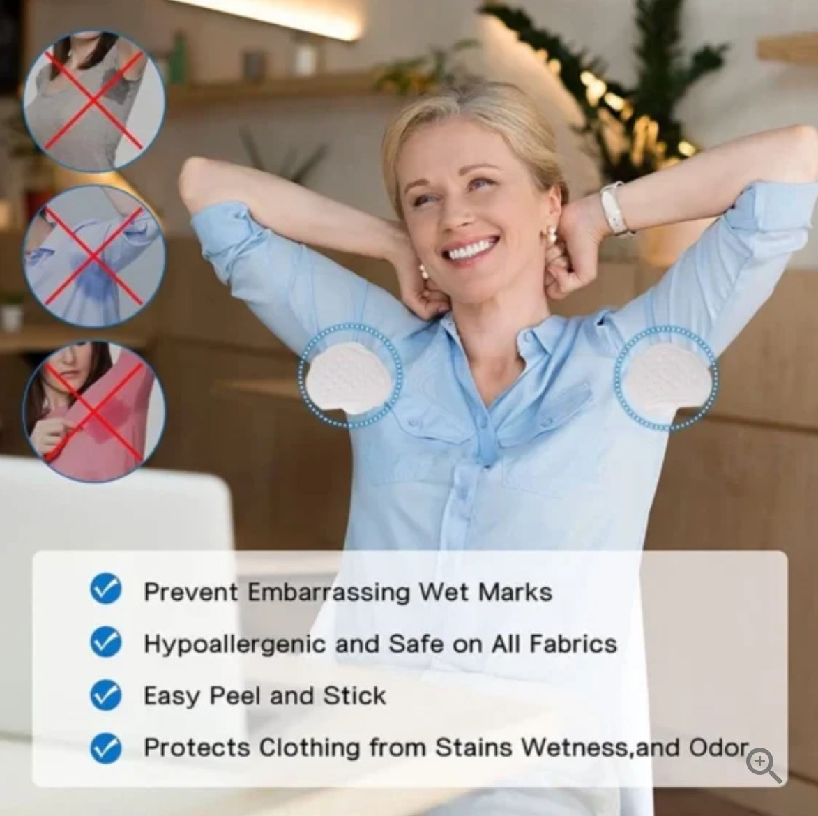 Disposable Underarm Sweat Pads, Odor-Blocking Protection