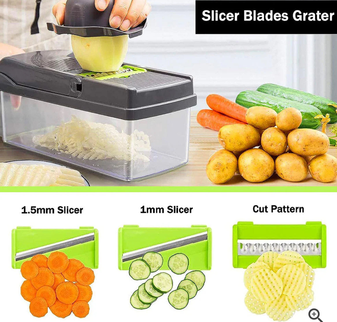 14 PCS Multifunctional Vegetable Cutter Food Cutter Potato Cutter, Egg Separator Slicer