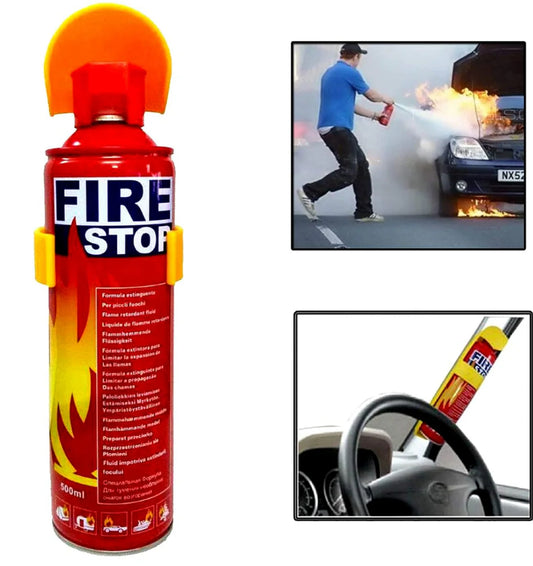 Fire Extinguisher Spray with Stand for Car and Home Use | Fire Stop Aluminium Spray