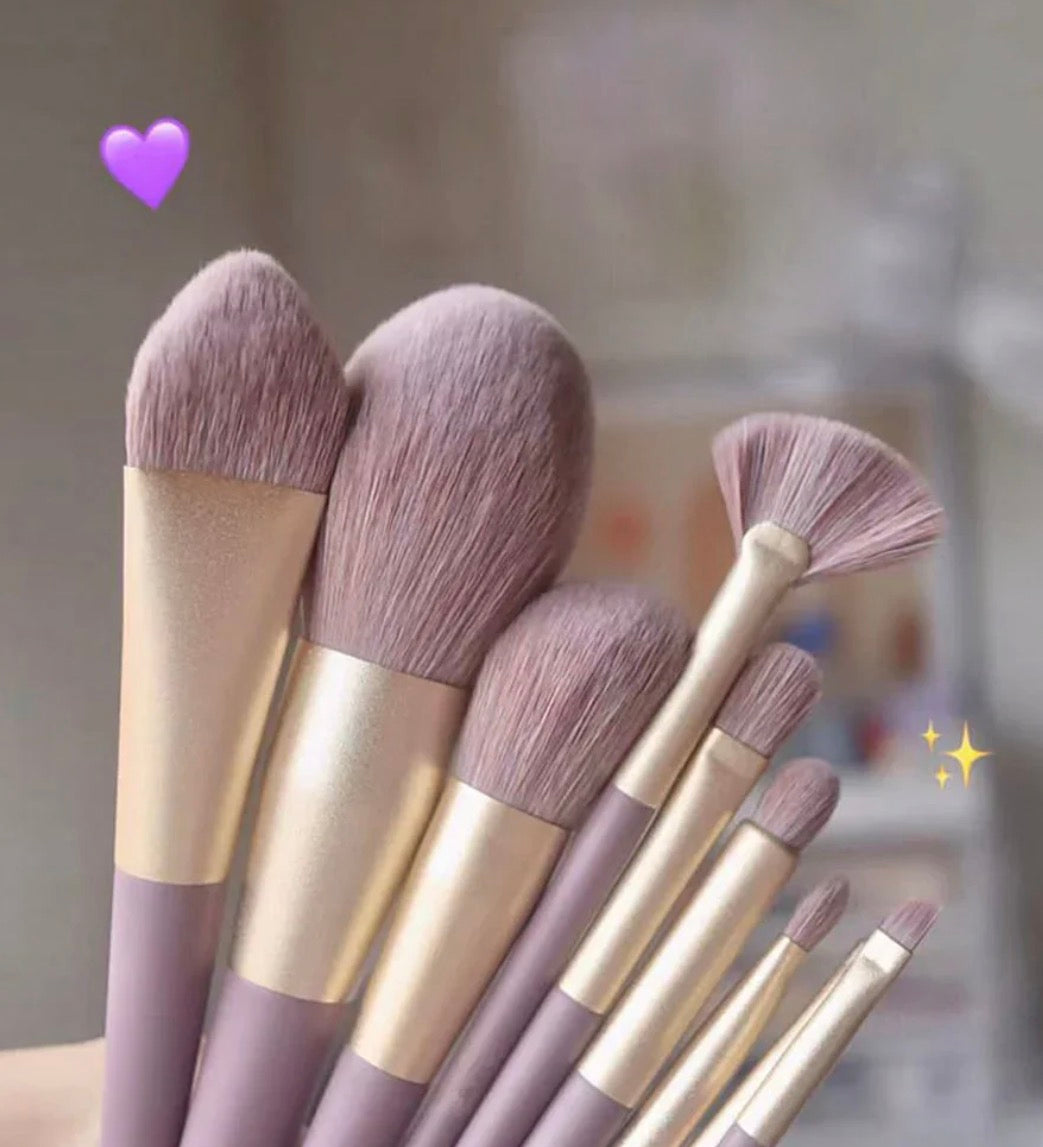 Makeup Brushes Set Purple 9Pcs Soft Brushes