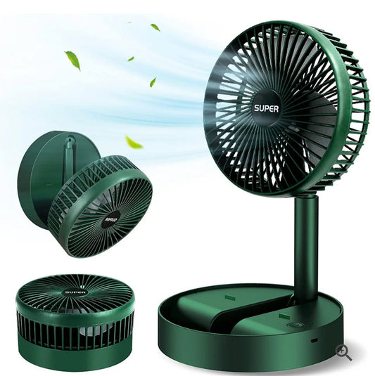 Foldable Desk Fan 3 Speeds, 180° Tilt Adjustable Rechargeable Fan with Low Noise & Long Battery Life