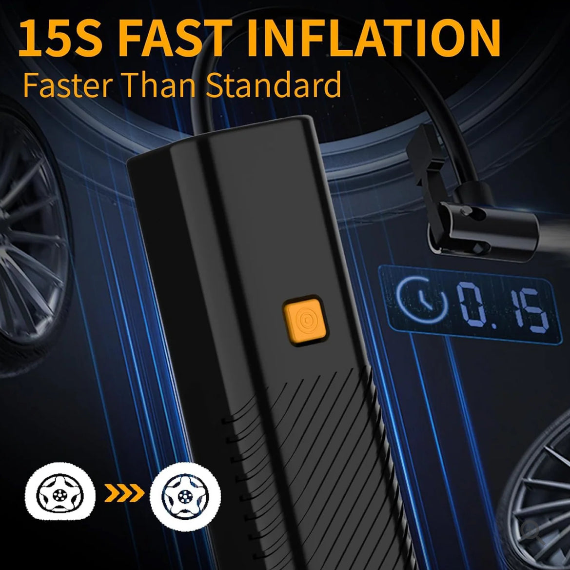 Tire Inflator Portable Air Compressor - Air Pump for Car Tires with Tire Pressure Gauge