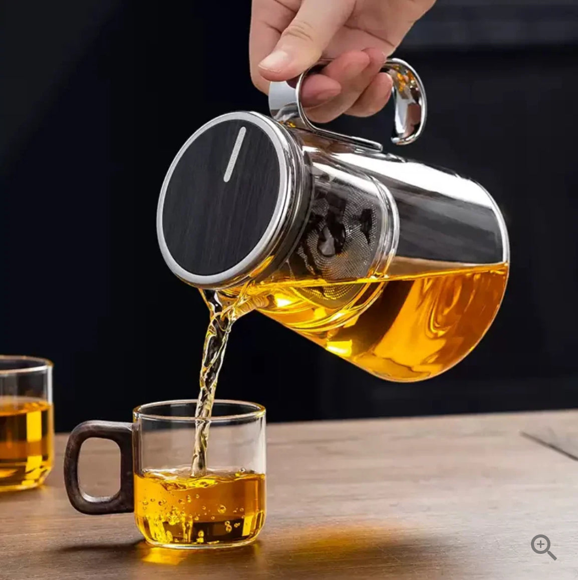 Luxury Large Glass Tea cup pot with One-Click Filter