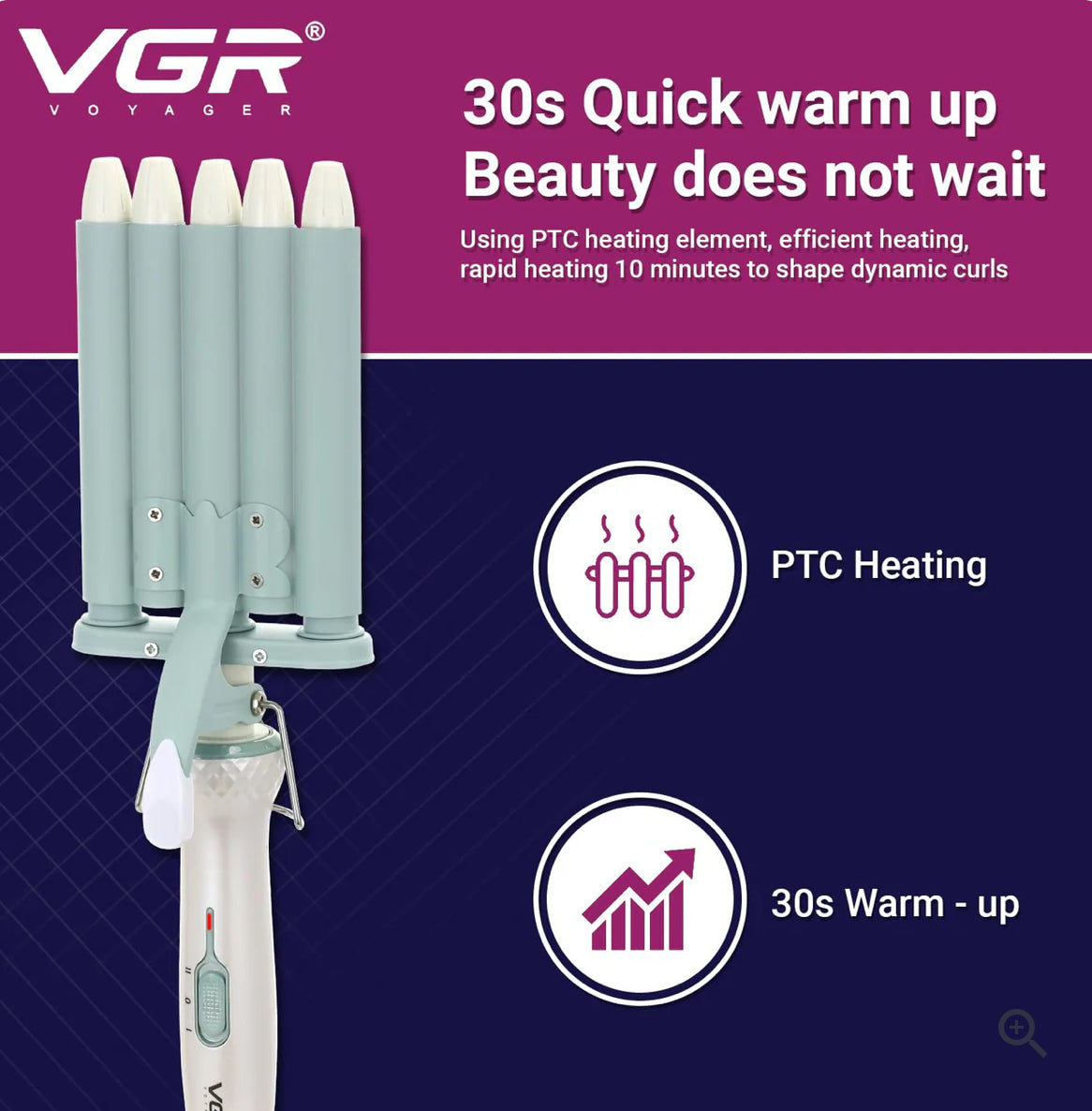 VGR V597, Professional Wavy Hair 5 Barrels Curling Iron