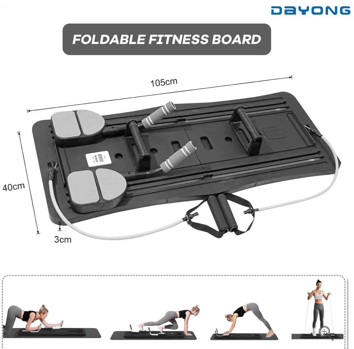 Foldable Pilates Reformer Machine – Multifunctional Home Fitness Board with Ab Roller