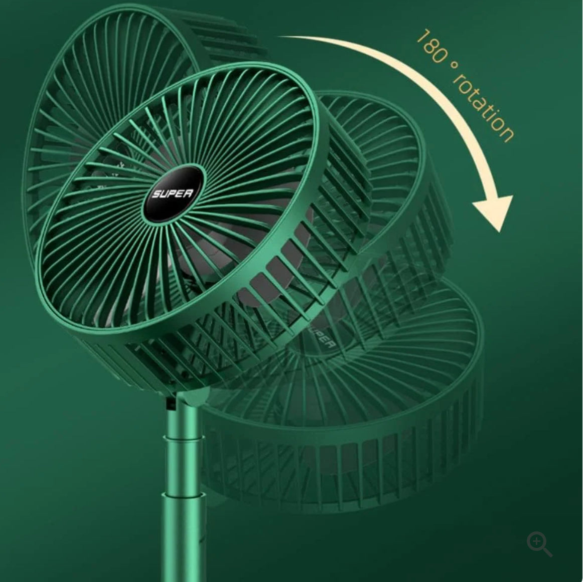 Foldable Desk Fan 3 Speeds, 180° Tilt Adjustable Rechargeable Fan with Low Noise & Long Battery Life