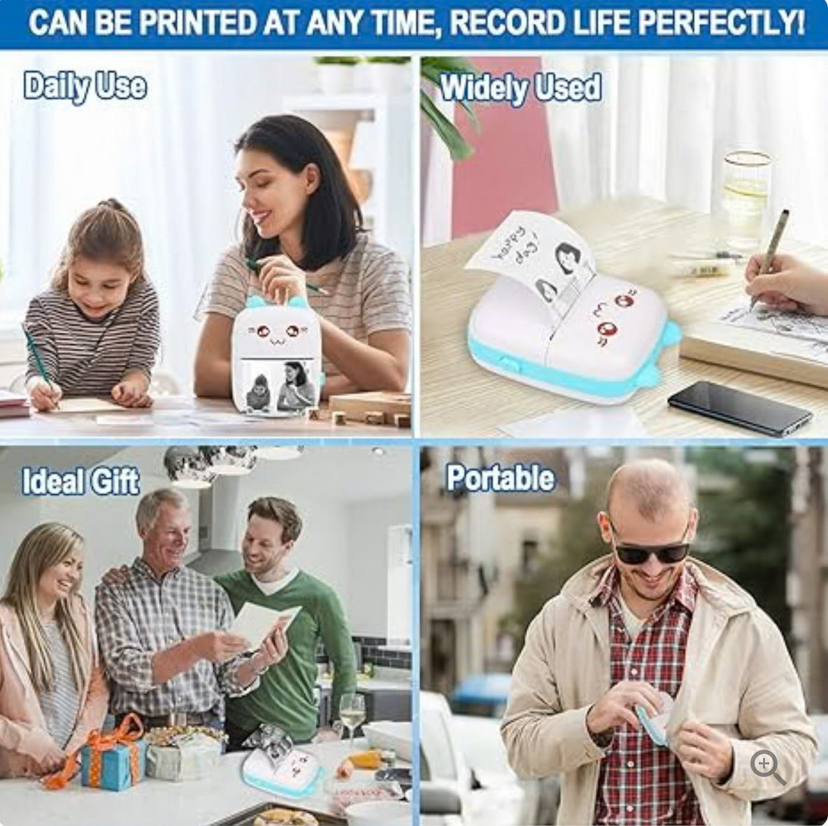 Bluetooth Pocket Mini Printer, For Android & iOS With 1 Free Paper Roll