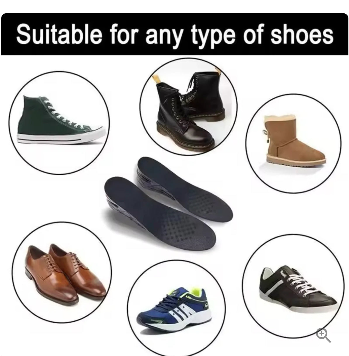 Foot Height Increase Insole With Air Cushion Adjustable Shoe
