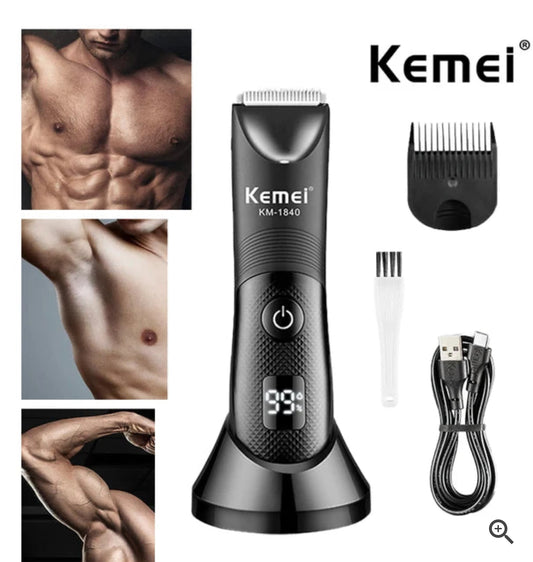 Waterproof Body Groomer With Skin Friendly Blades Kemei Hair Trimmer KM-1840
