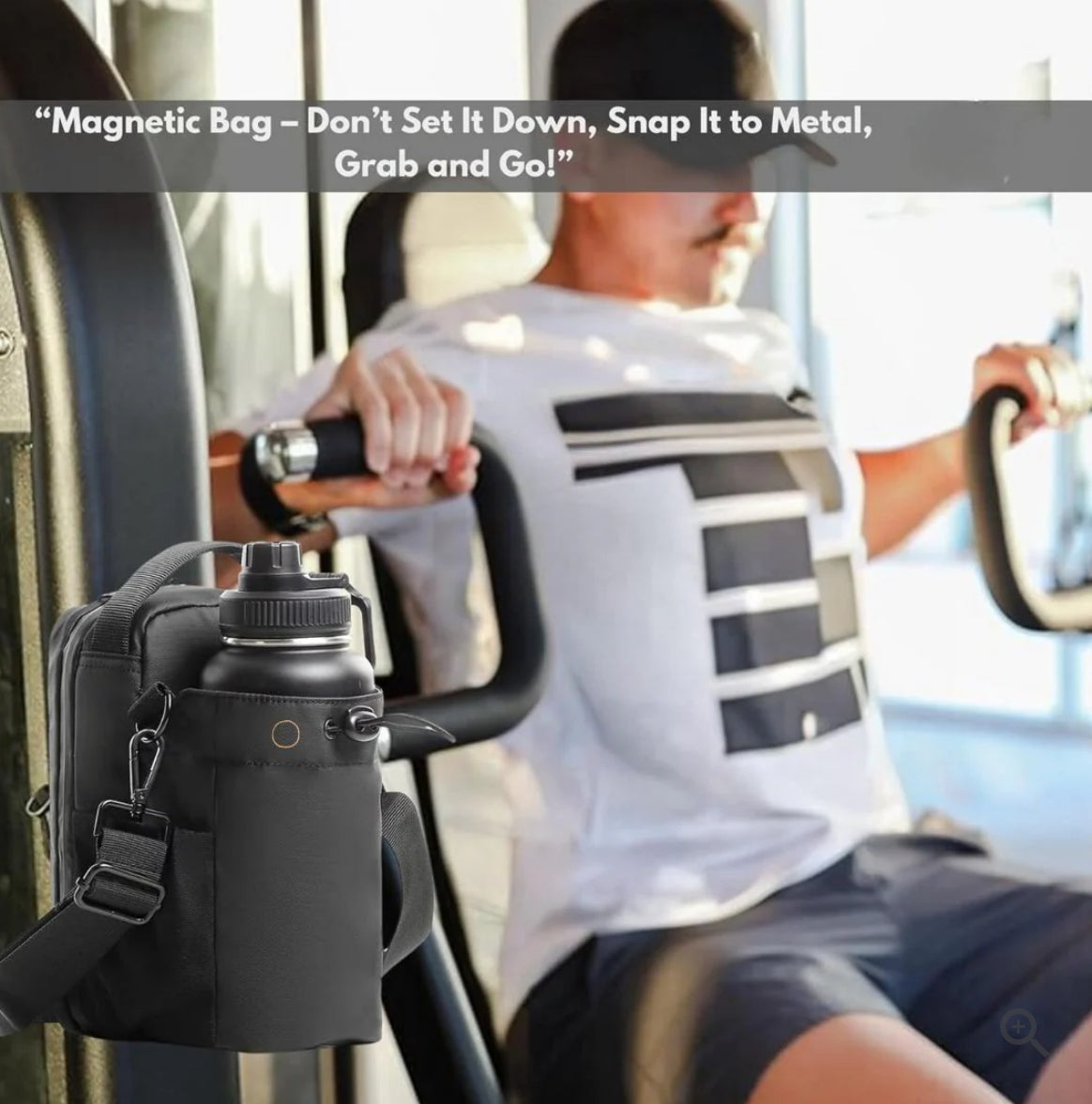 Magnetic Gym Bag With Water Bottle Holder