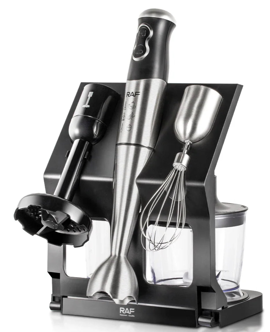 RAF 5 in 1 Stick Blender Set Vegetable Chopper Whisk Food Processor Immersion Hand Blender With Station
